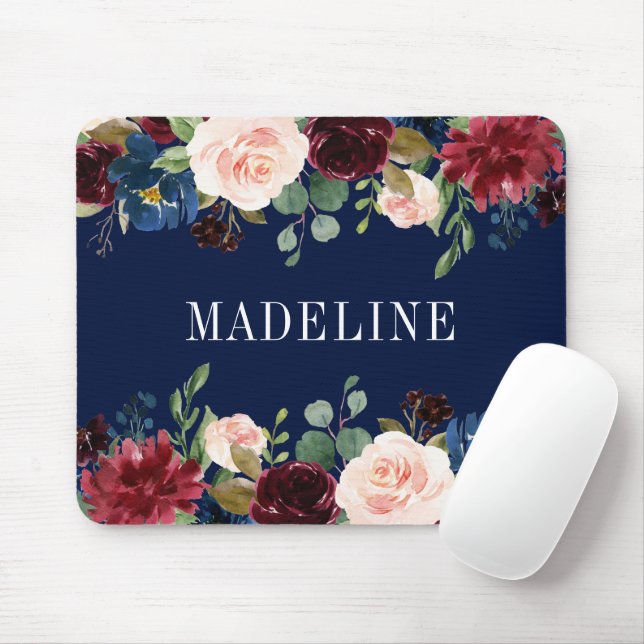 Modern Elegant Watercolor Blommigt Fashionable Musmatta (Med mus)
