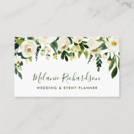 Modern Elegant Watercolor Blommigt Greenery Visitkort
