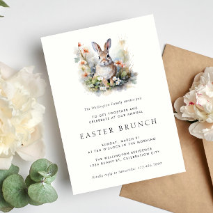 Modern Elegant Watercolor Bunny Påsk Brunch Inbjudningar