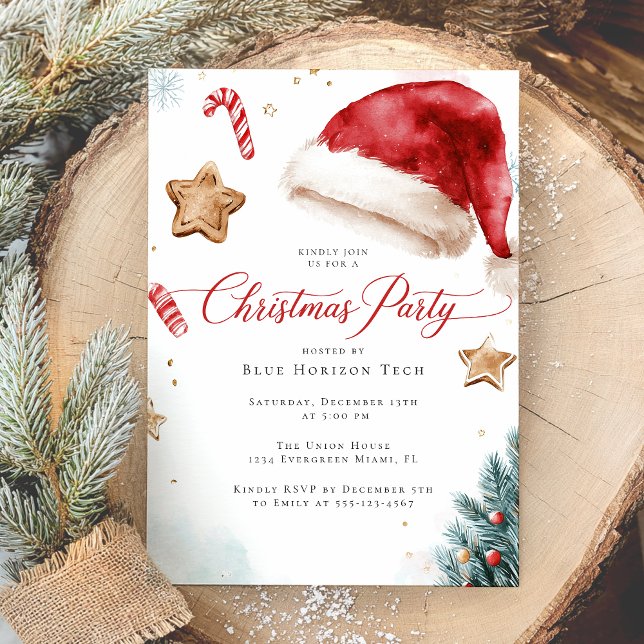 Modern Elegant Watercolor Christmas Party Inbjudningar (Skapare uppladdad)