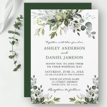 Modern Elegant Watercolor Greenery Bröllop