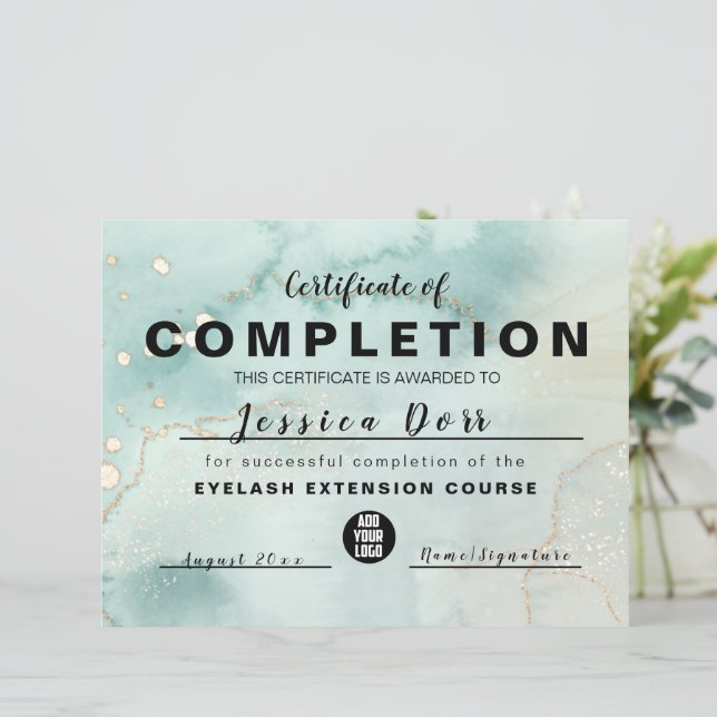 Modern Elegant Watercolor Grönt och Guld (Stående Fram)