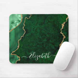 Modern Elegant Watercolor Marble Grönt Geode Guld Musmatta