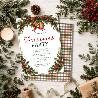 Modern Elegant Watercolor Pine Christmas Party Inbjudningar