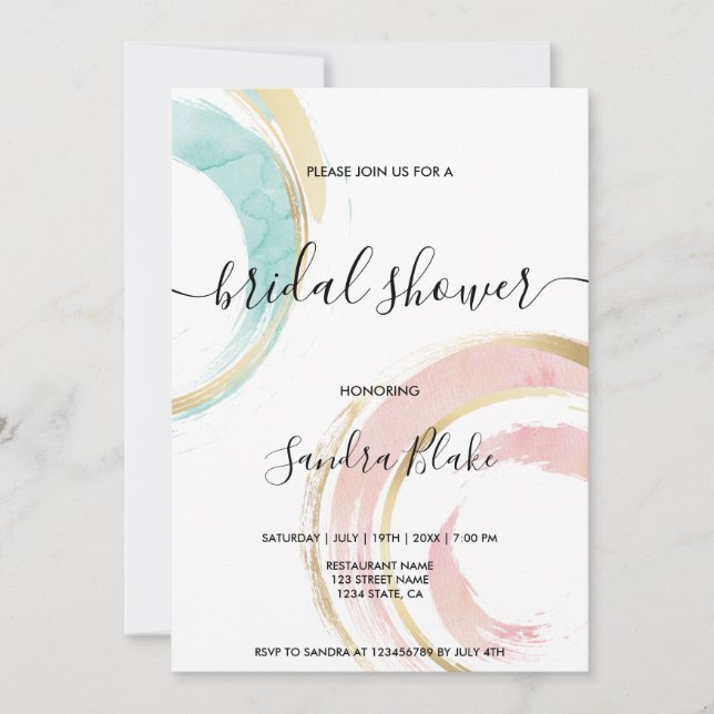 Modern Elegant Watercolor  Rosa Guld inbjuati Inbjudningar (Framsida)