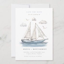Modern Elegant Watercolor Sailing Yacht Inbjudningar