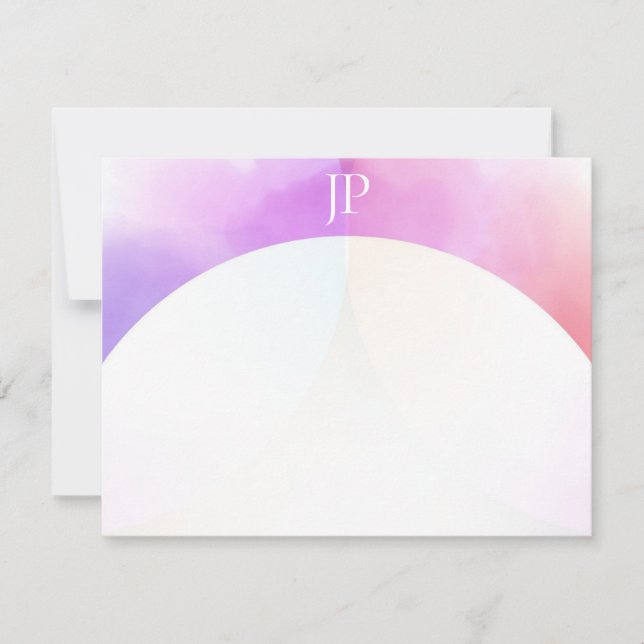 Modern Elegant Watercolor Template Script Monogram Anteckningskort (Framsida)