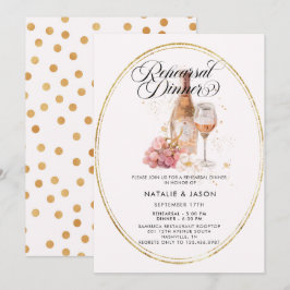 Modern Elegant Watercolor Wine Rehearsal Dinner Inbjudningar