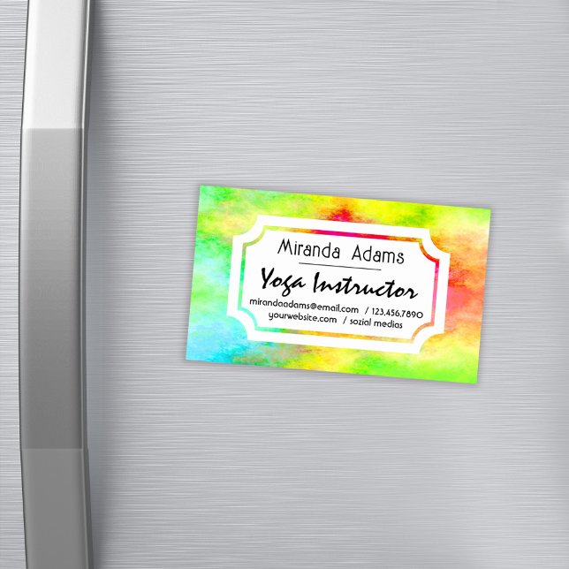Modern Elegant Watercolor Yoga Instructor Magnetiska Visitkort (Skapare uppladdad)