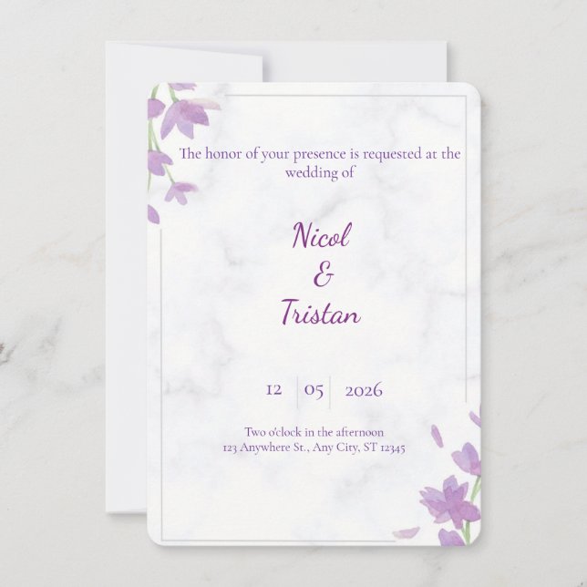 Modern Elegant Wedding Invitation Inbjudningar (Framsida)