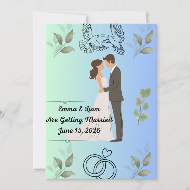 Modern Elegant Wedding Invitation Template | Edita Kort (Framsida)