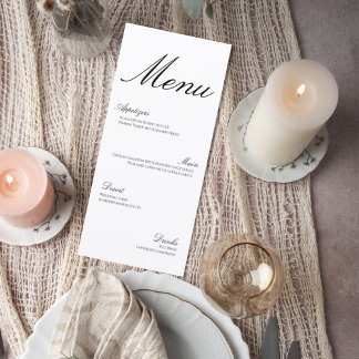 Modern Elegant Wedding Menu Card Meny
