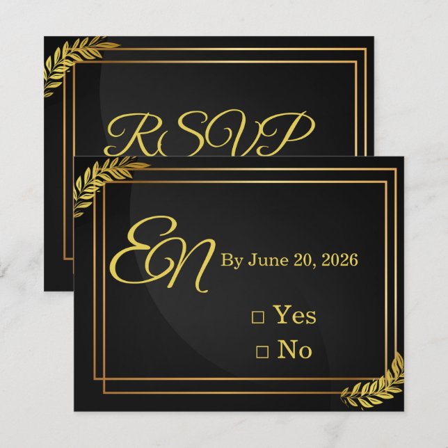 Modern Elegant Wedding RSVP Template | Edita OSA Kort (Fram/baksida)