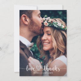 Modern Elegant Wedding Thank You Photo Card Tack Kort