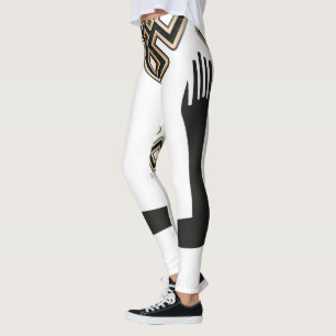 Modern Elegant White Black Guld Artsy Leggings