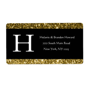 Modern Elegant White Black Guld Monogram Initial Fraktsedel