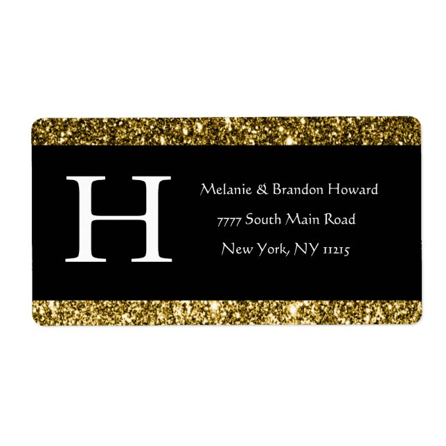 Modern Elegant White Black Guld Monogram Initial Fraktsedel (Framsidan)