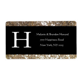 Modern Elegant White Black Guld Monogram Initial Fraktsedel