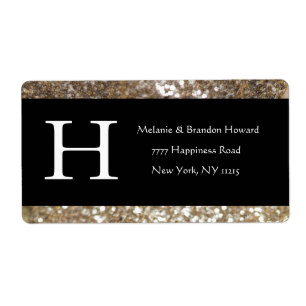 Modern Elegant White Black Guld Monogram Initial Fraktsedel