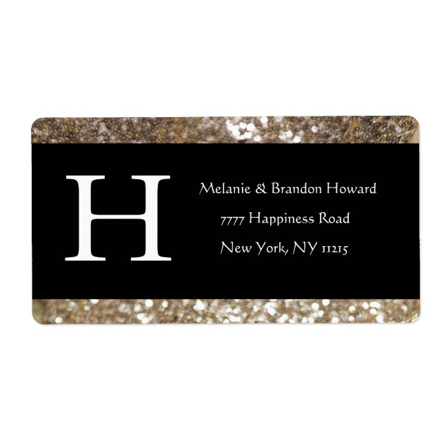 Modern Elegant White Black Guld Monogram Initial Fraktsedel (Framsidan)