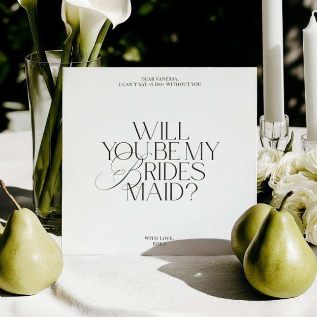 Modern Elegant White Bridesmaid Proposal Card Inbjudningar (Modern Elegant White Bridesmaid Proposal Card)