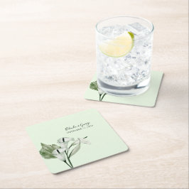 Modern Elegant White Calla Lilies Bröllop Underlägg Papper Kvadrat