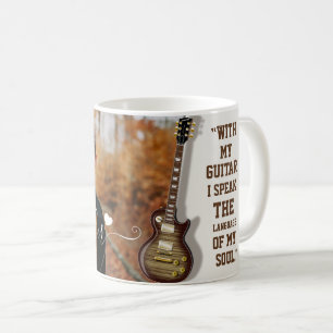 Modern Elegant White Electric Guitar Photo & Namn Kaffemugg