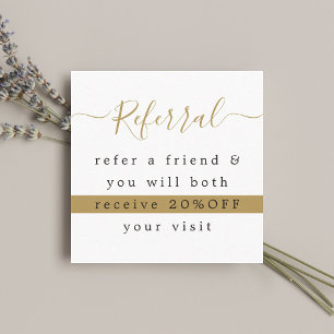 Modern Elegant White Faux Guld Beauty Referral