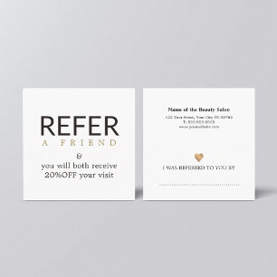Modern Elegant White Faux Guld Beauty Referral