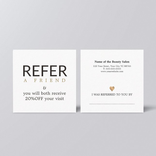 Modern Elegant White Faux Guld Beauty Referral (Skapare uppladdad)