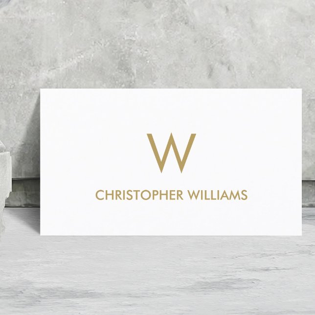 Modern Elegant White Faux Guld Monogram Attorney Visitkort (Skapare uppladdad)