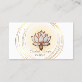 Modern Elegant White ,Guld Circles Brown Lotus Visitkort