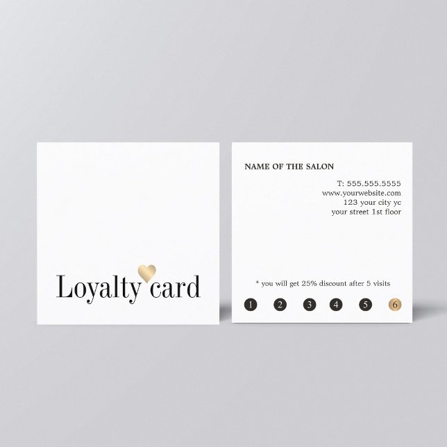 Modern Elegant White Guld Heart Beauty Loyalty Lojalitetskort (Skapare uppladdad)