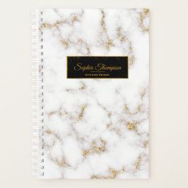 Modern Elegant White Guld Marble Namn - Planner