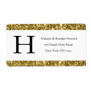Modern Elegant White Guld Monogram Initial retur Fraktsedel