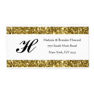 Modern Elegant White Guld Ram Monogram Initialer Fraktsedel