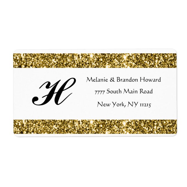 Modern Elegant White Guld Ram Monogram Initialer Fraktsedel (Framsidan)