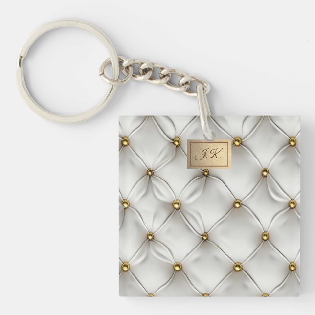 Modern Elegant White Leather Tufted Gold (Framsidan)