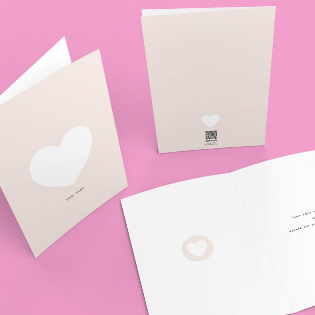 Modern Elegant White Ljus rosa Heart Mors dag Kort (Skapare uppladdad)