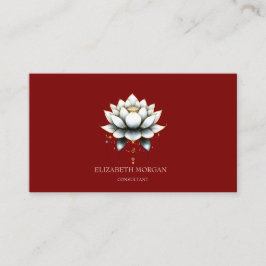 Modern Elegant White Lotus Red Visitkort