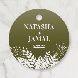 Modern Elegant White Löv, Oliv grönt Gåvor Etiketter