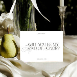 Modern Elegant White Maid of Honor Proposal Card Inbjudningar