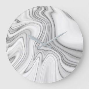 Modern Elegant White Marble Mönster Stor Klocka
