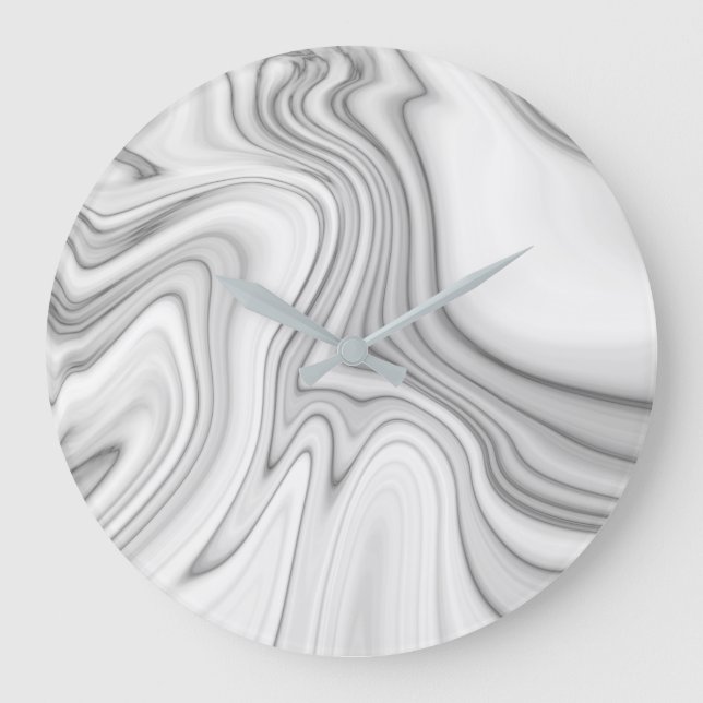 Modern Elegant White Marble Mönster Stor Klocka (Framsida)