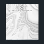 Modern Elegant White Marble Namn Anteckningsblock<br><div class="desc">Modern elegant trendig,  vit marble mönster illustration namn monogram anteckningsblock</div>