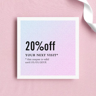 Modern Elegant White Pastel Beauty Coupon Rabattkort