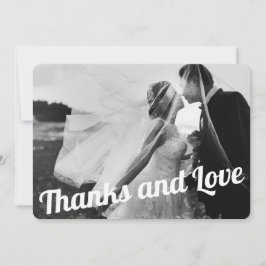 Modern Elegant White Script Bröllop Photo Tack Kort