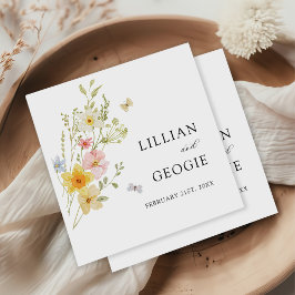 Modern Elegant Wildblomma Vår, sommartid Bröllop Pappersservett