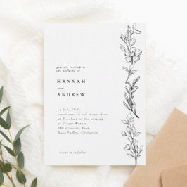 Modern Elegant Wildblomme Blommigt Bröllop Inbjudningar