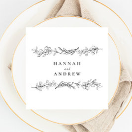 Modern Elegant Wildblomme Blommigt Bröllop Pappersservett